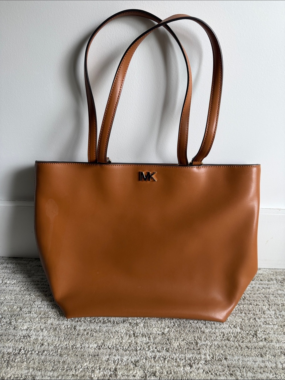 Michael Kors Cognac Leather Tote with MK Logo